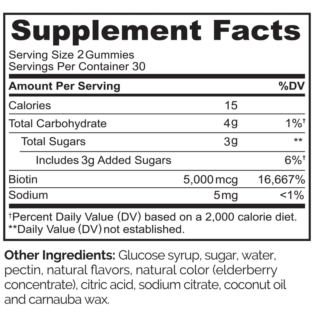 NATURELO Biotin Gummies - Supports Healthy Hair, Skin & Nails - High Potency 2500 mcg - Non GMO, Gluten Free - 60 Gummies - FENGGESTORE20