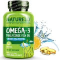 NATURELO Burpless Omega 3 Fish Oil Supplement - 1100mg Triglyceride Omega-3, EPA + DHA, Liquid Fish Oil for Heart, Eye, Brain, Joint Health - FENGGESTORE20