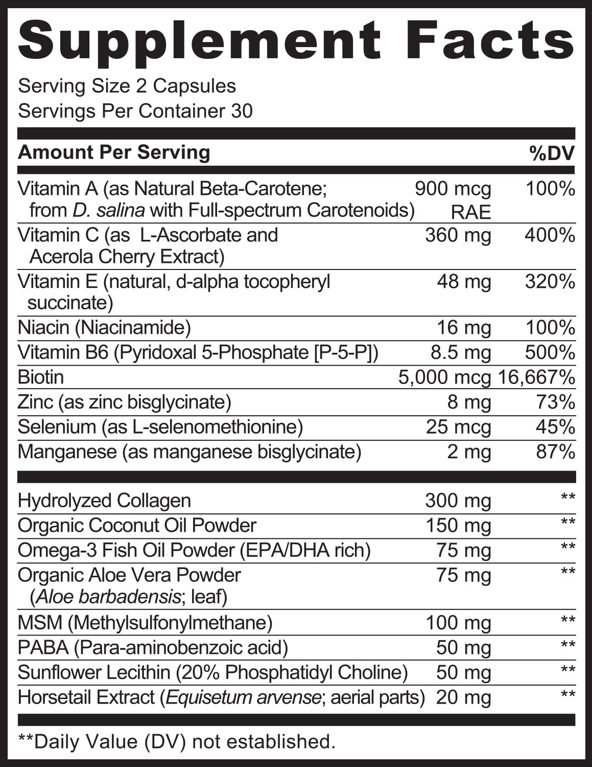 NATURELO Hair, Skin and Nails Vitamins - 5000 mcg Biotin, Collagen, Natural Vitamin E - Supplement for Healthy Skin - FENGGESTORE20