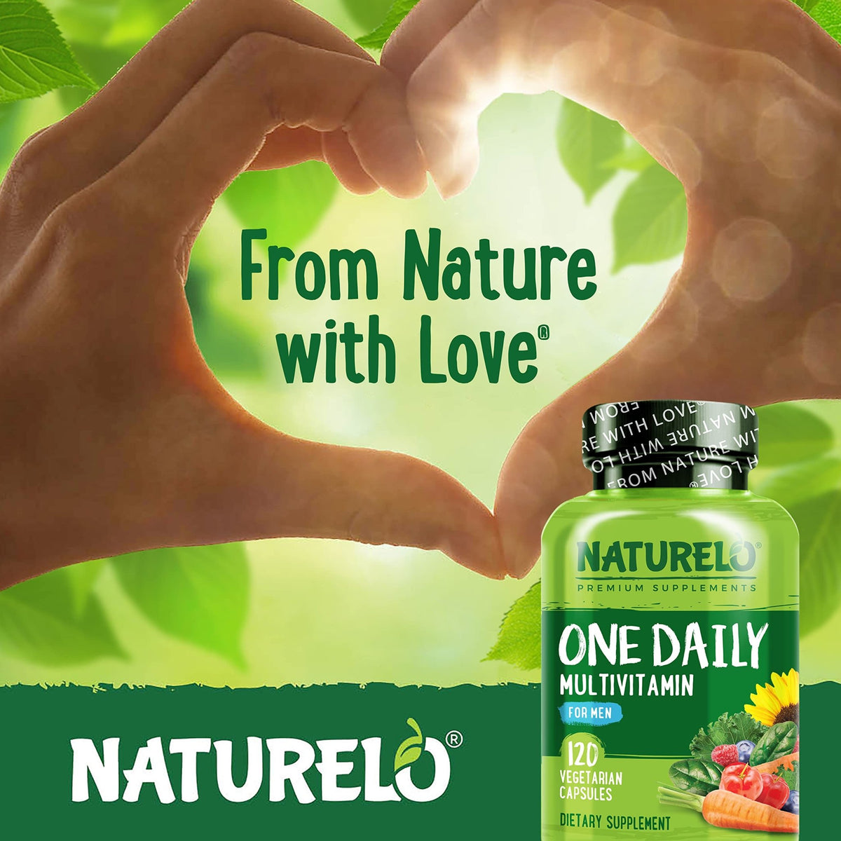 NATURELO Mens Multivitamins - One Daily Multivitamin for Men with Vitamins, Minerals & Organic Whole Foods, Boost Energy & Health - FENGGESTORE20