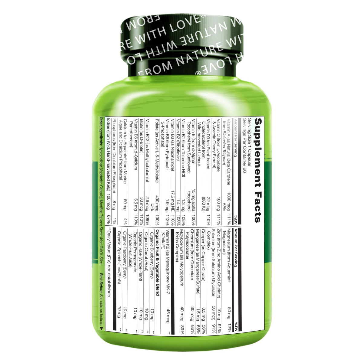 NATURELO Mens Multivitamins - One Daily Multivitamin for Men with Vitamins, Minerals & Organic Whole Foods, Boost Energy & Health, - FENGGESTORE20