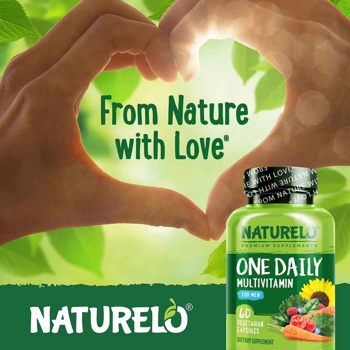NATURELO Mens Multivitamins - One Daily Multivitamin for Men with Vitamins, Minerals & Organic Whole Foods, Boost Energy & Health, - FENGGESTORE20