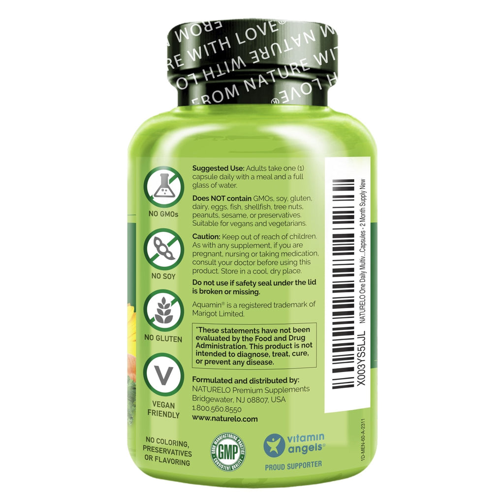 NATURELO Mens Multivitamins - One Daily Multivitamin for Men with Vitamins, Minerals & Organic Whole Foods, Boost Energy & Health, - FENGGESTORE20