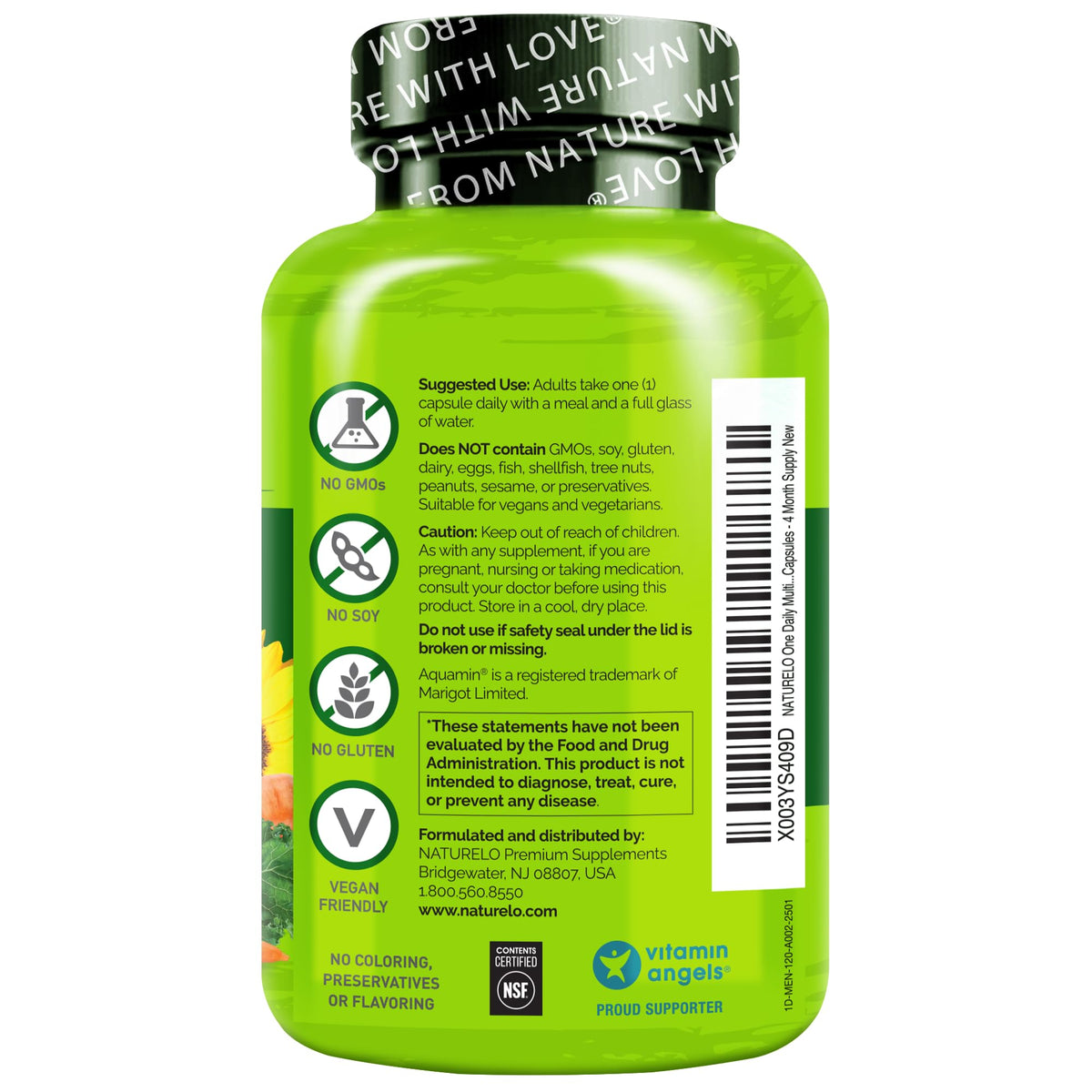 NATURELO Mens Multivitamins - One Daily Multivitamin for Men with Vitamins, Minerals & Organic Whole Foods, Boost Energy & Health - FENGGESTORE20