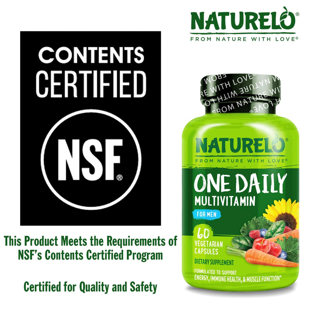 NATURELO Mens Multivitamins - One Daily Multivitamin for Men with Vitamins, Minerals & Organic Whole Foods, Boost Energy & Health, - FENGGESTORE20