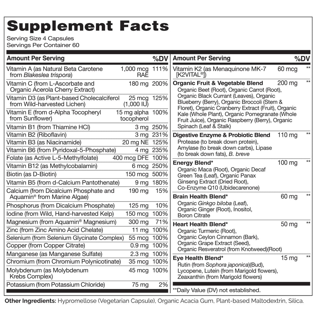 NATURELO Mens Multivitamins - Whole Food Multivitamin for Men with Vitamins, Minerals - 240 Vegetarian Capsules for Energy, Brain, Heart, Eye Health* - FENGGESTORE20