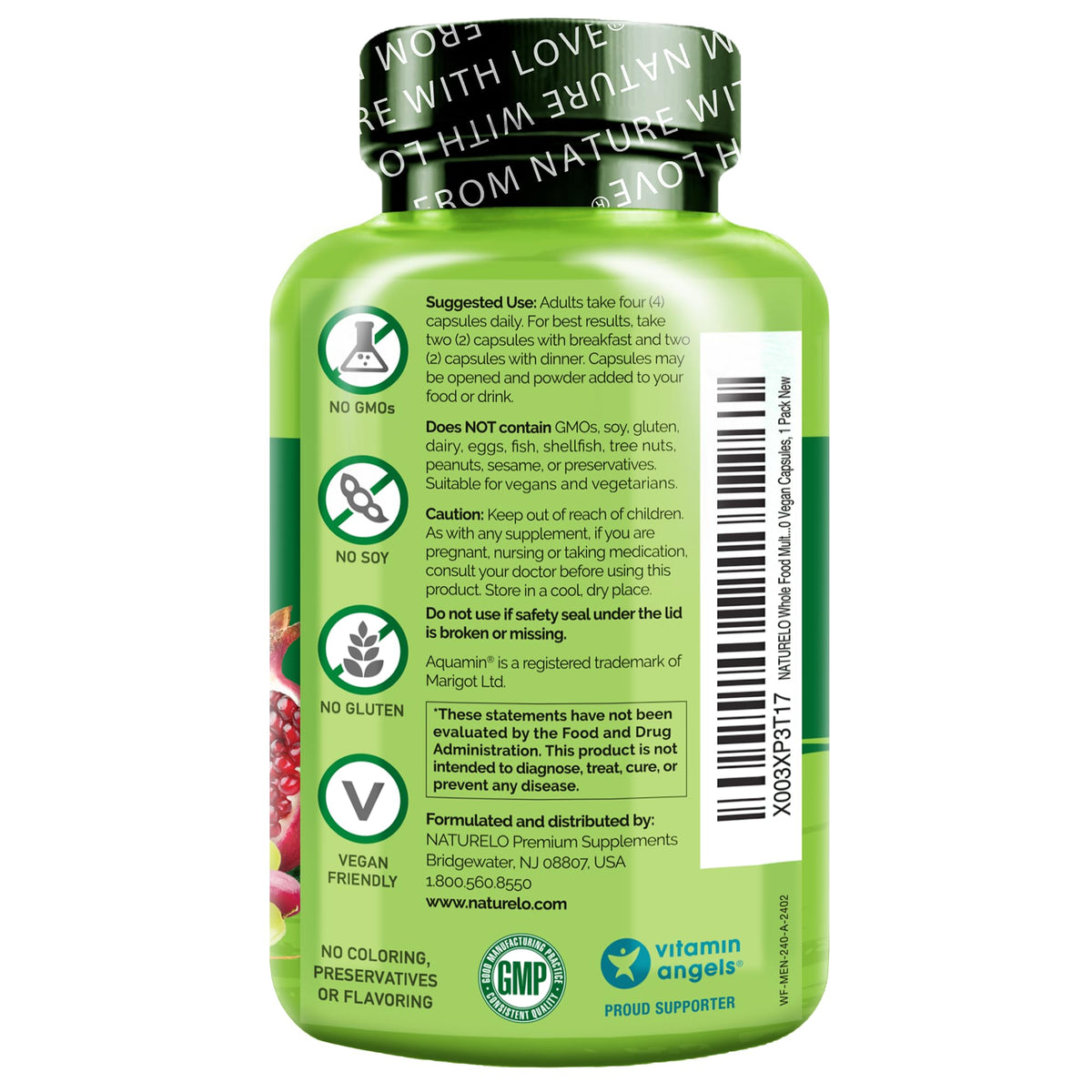 NATURELO Mens Multivitamins - Whole Food Multivitamin for Men with Vitamins, Minerals - 240 Vegetarian Capsules for Energy, Brain, Heart, Eye Health* - FENGGESTORE20