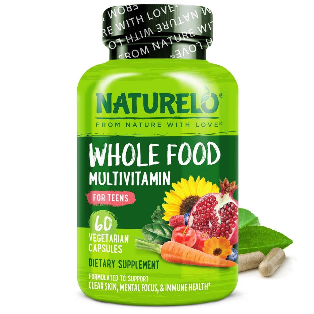 NATURELO Multivitamins for Teenage Girls/Boys, 60 Capsules, Whole Food Multivitamin with Minerals, Non-GMO, Vegetarian - FENGGESTORE20