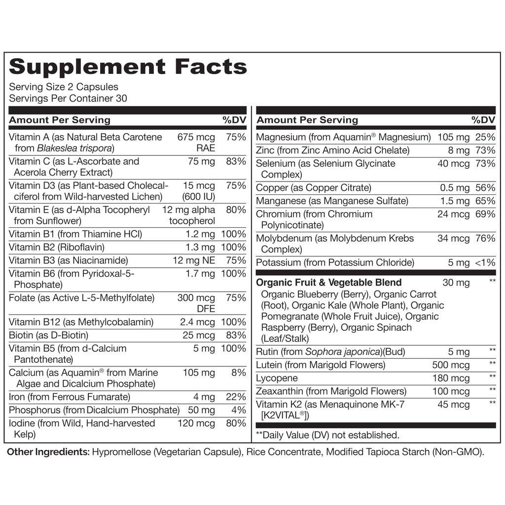 NATURELO Multivitamins for Teenage Girls/Boys, 60 Capsules, Whole Food Multivitamin with Minerals, Non-GMO, Vegetarian - FENGGESTORE20
