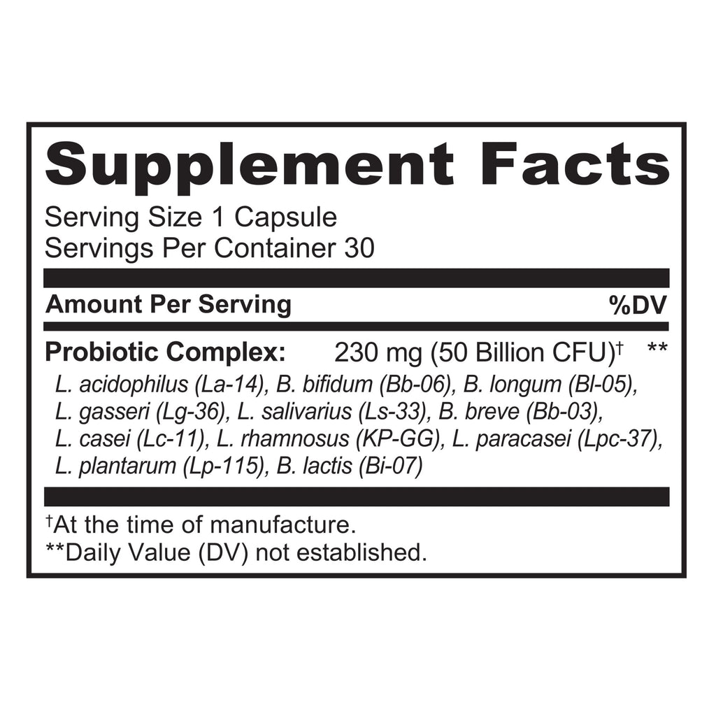 NATURELO Probiotics for Digestive Health, 50 Billion CFU, 30 Vegetarian Capsules, 11 Strains, Daily Use Supplement, Delayed Release, No-Fridge, Helps Boost Immune System, - FENGGESTORE20