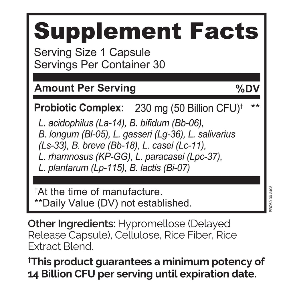 NATURELO Probiotics for Digestive Health, 50 Billion CFU, 30 Vegetarian Capsules, 11 Strains, Daily Use Supplement, Delayed Release, No-Fridge, Helps Boost Immune System, - FENGGESTORE20