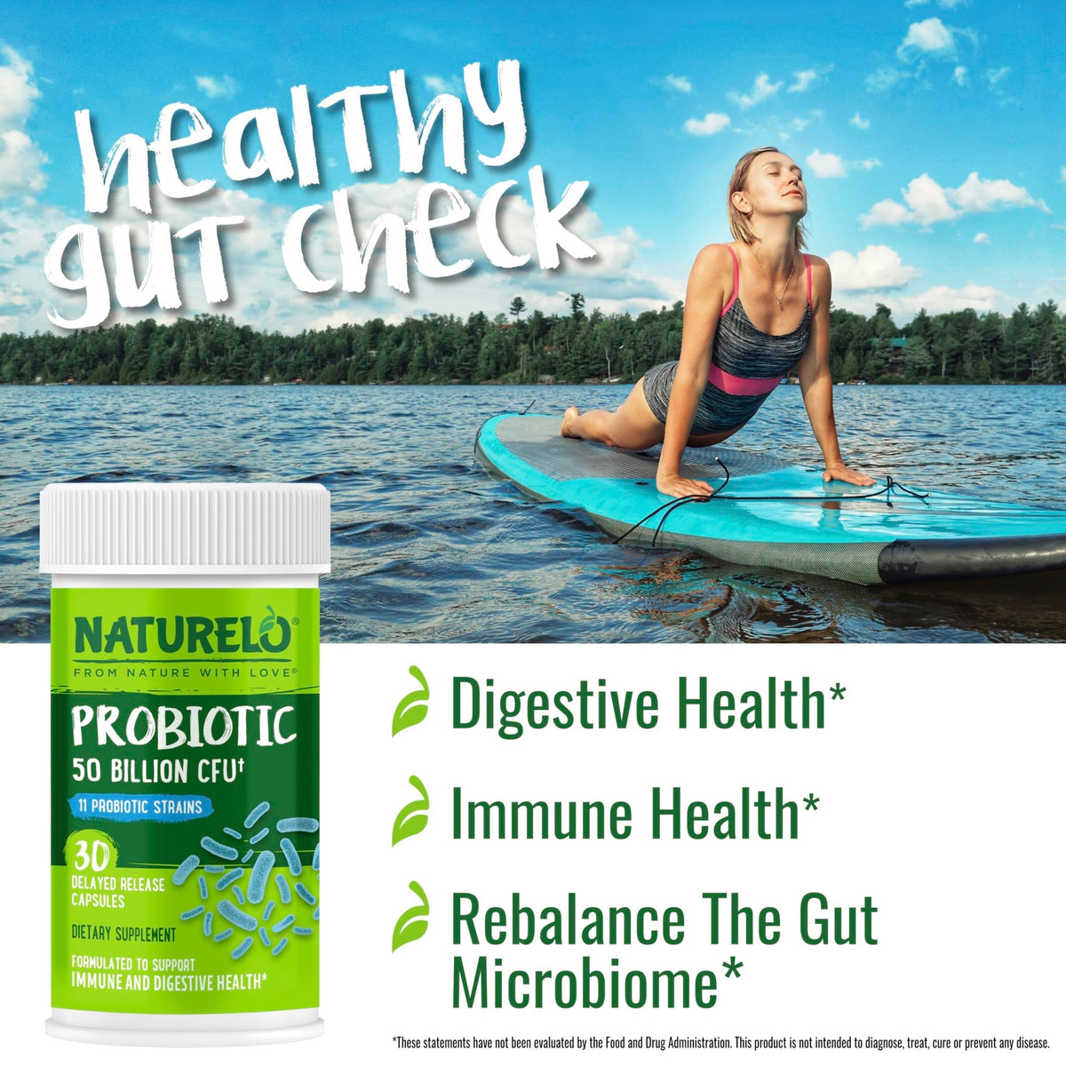 NATURELO Probiotics for Digestive Health, 50 Billion CFU, 30 Vegetarian Capsules, 11 Strains, Daily Use Supplement, Delayed Release, No-Fridge, Helps Boost Immune System, - FENGGESTORE20