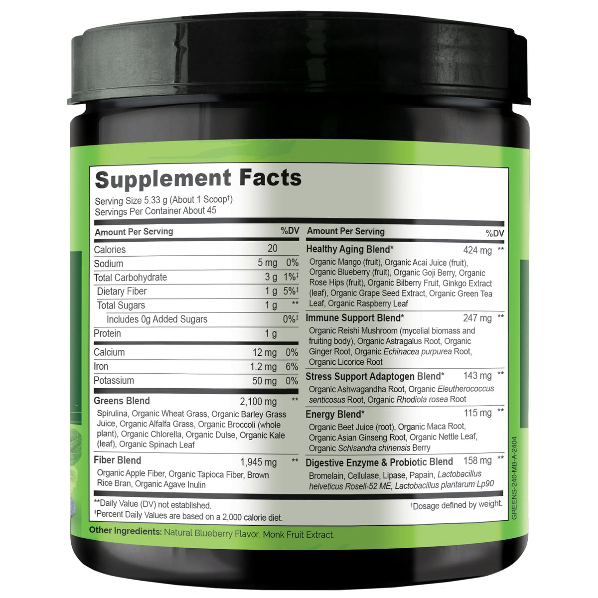 NATURELO Raw Greens Superfood Powder 240 Grams, Mixed Berry - Supports Energy, Immunity and Detox - Includes Spirulina, Wheat Grass and Organic Greens for Whole Food Nutrition - FENGGESTORE20