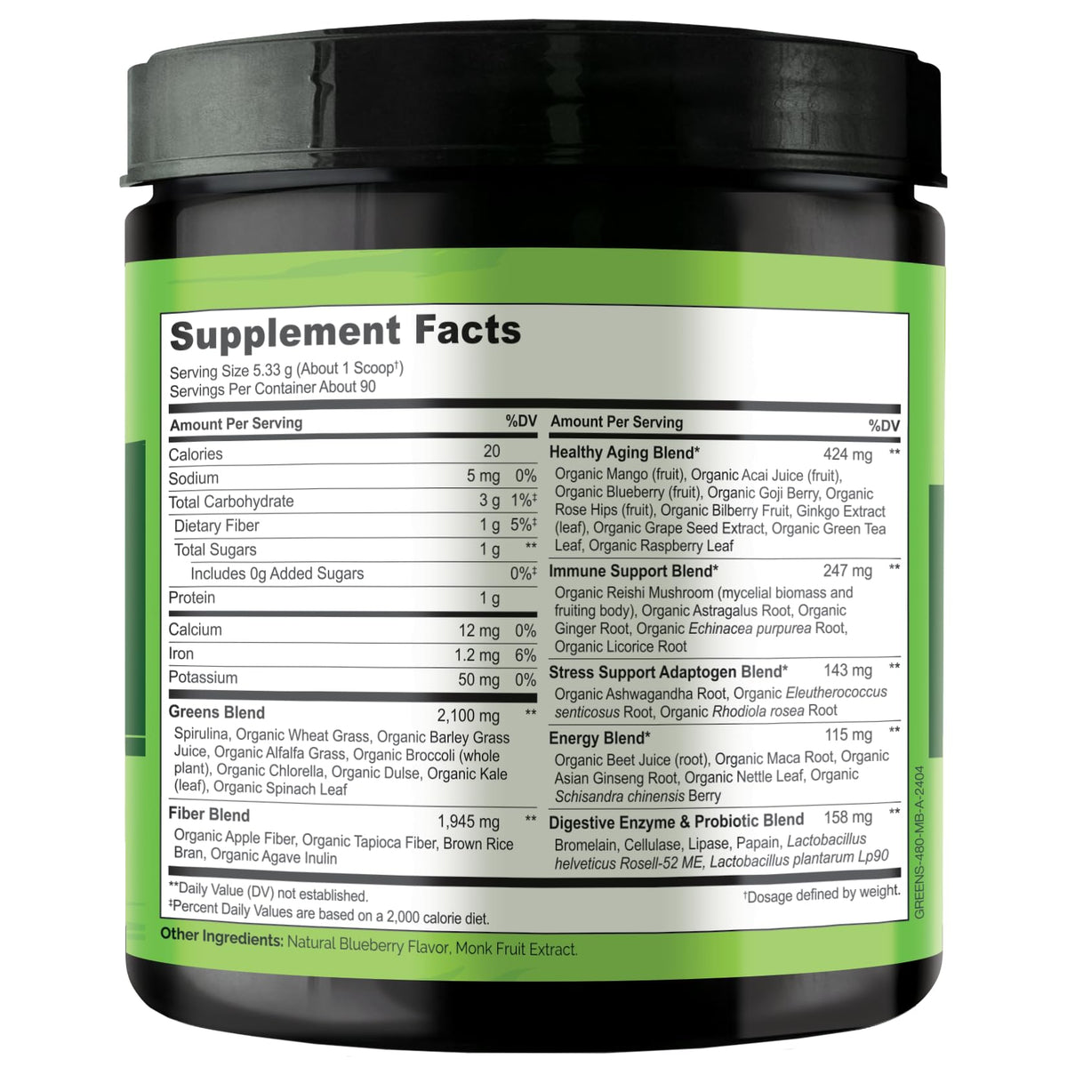 NATURELO Raw Greens Superfood Powder 480 Grams, Mixed Berry - Supports Energy, Immunity and Detox - Includes Spirulina, Wheat Grass and Organic - FENGGESTORE20