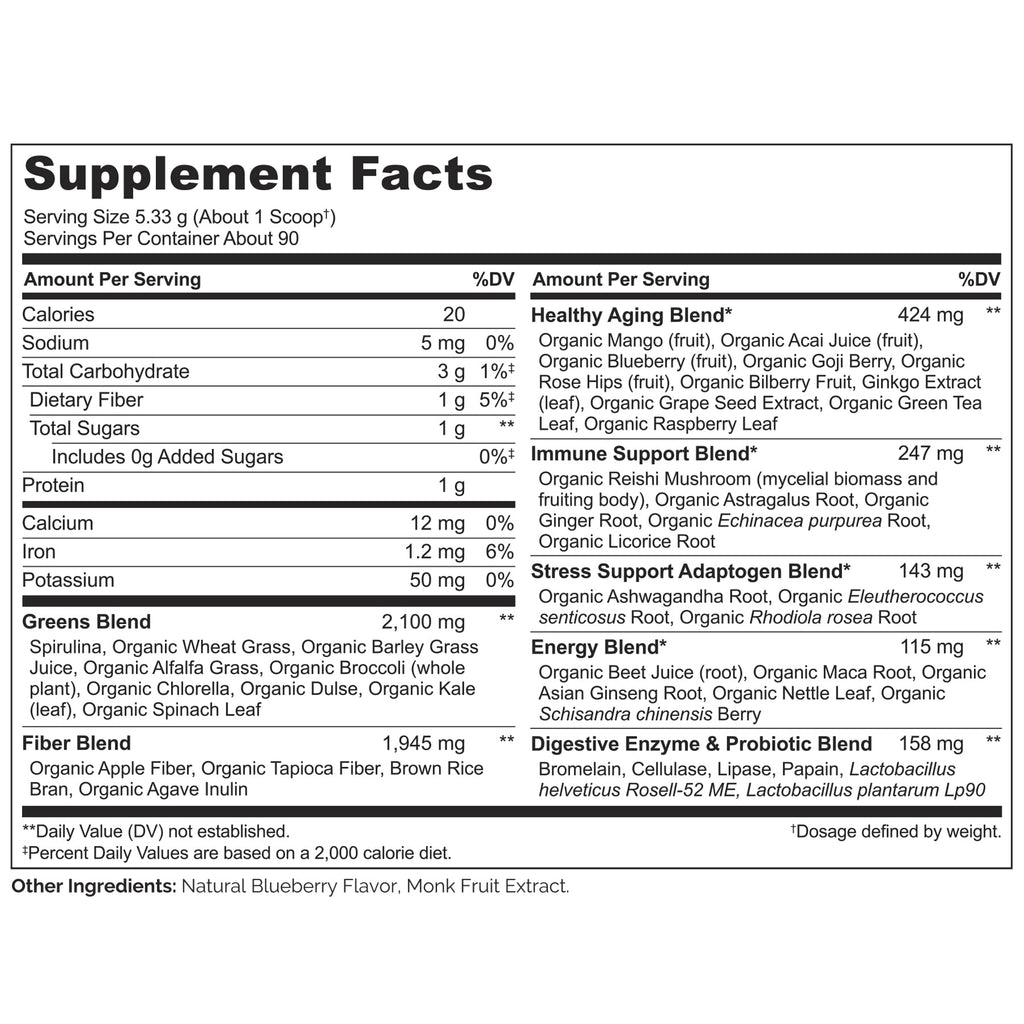 NATURELO Raw Greens Superfood Powder 480 Grams, Mixed Berry - Supports Energy, Immunity and Detox - Includes Spirulina, Wheat Grass and Organic - FENGGESTORE20