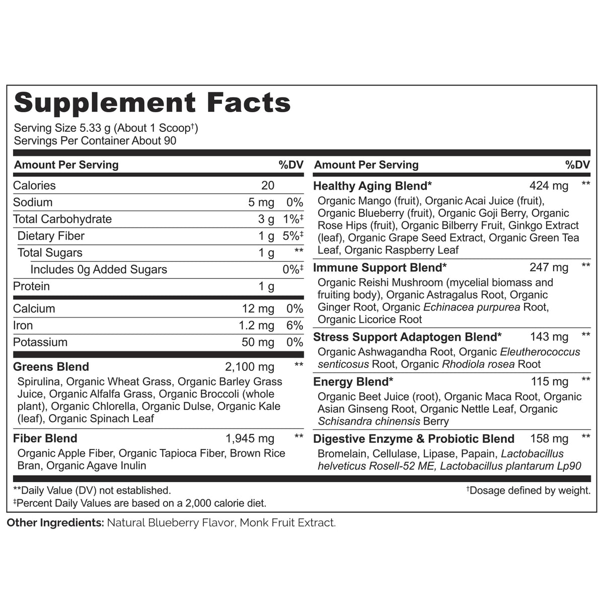 NATURELO Raw Greens Superfood Powder 480 Grams, Mixed Berry - Supports Energy, Immunity and Detox - Includes Spirulina, Wheat Grass and Organic - FENGGESTORE20
