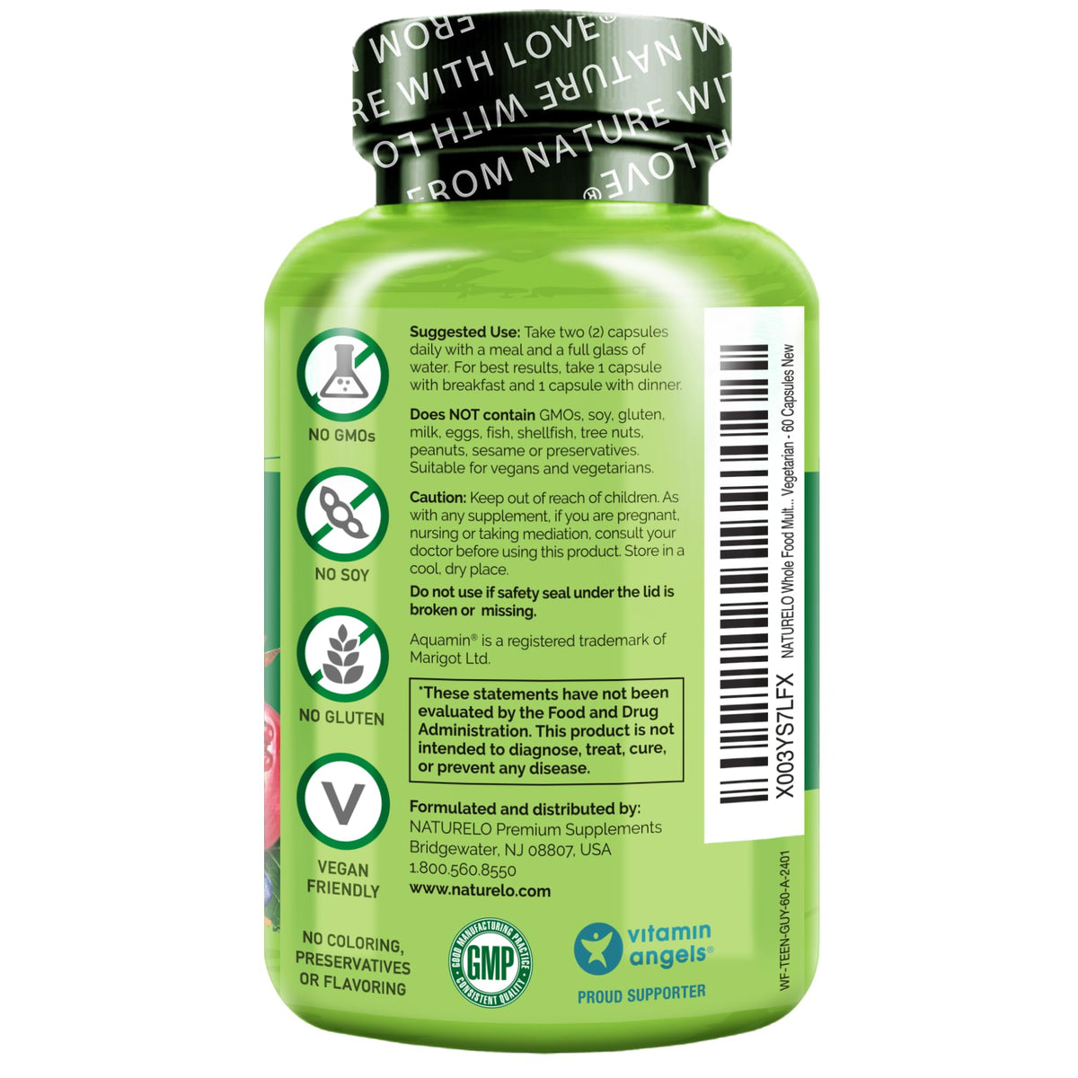 NATURELO Teen Multivitamin - Whole Food Multivitamin for Teenage Boys - Minerals Supplement for Active Kids - FENGGESTORE20