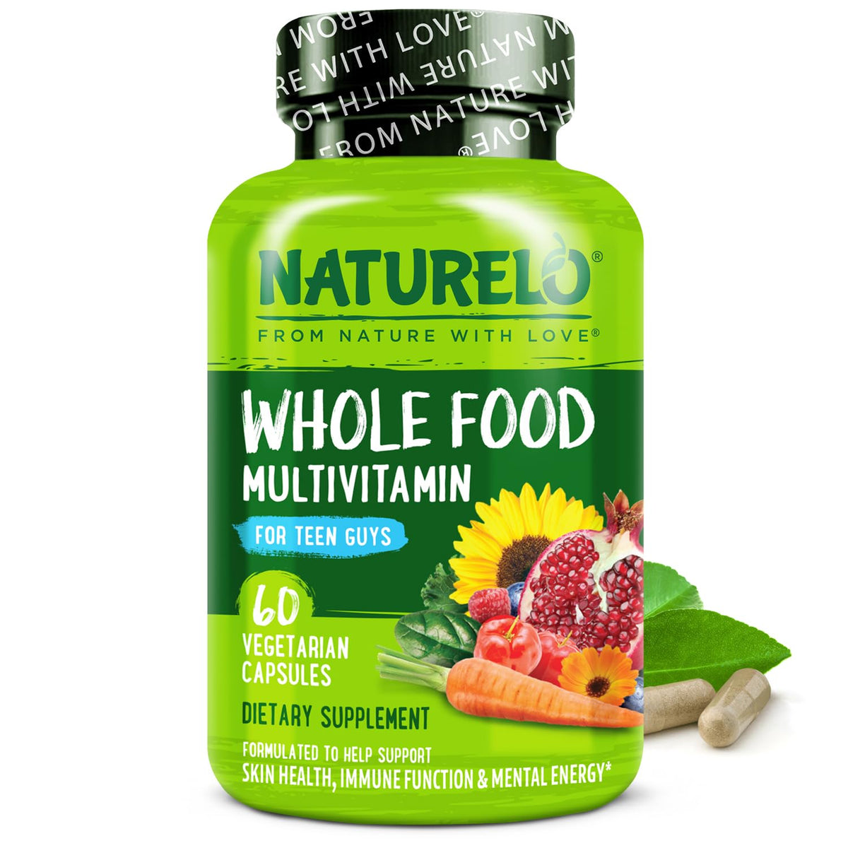 NATURELO Teen Multivitamin - Whole Food Multivitamin for Teenage Boys - Minerals Supplement for Active Kids - FENGGESTORE20