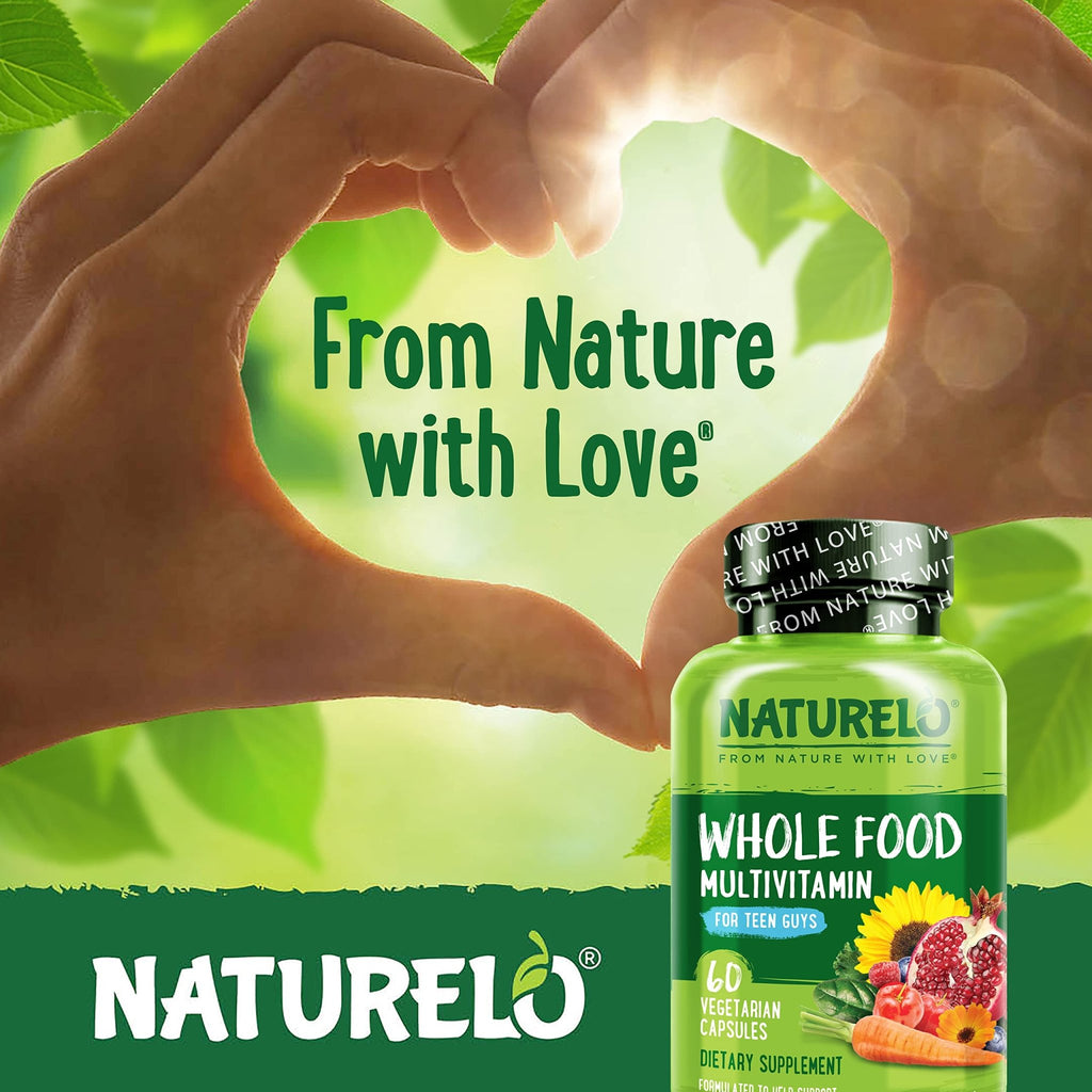 NATURELO Teen Multivitamin - Whole Food Multivitamin for Teenage Boys - Minerals Supplement for Active Kids - FENGGESTORE20