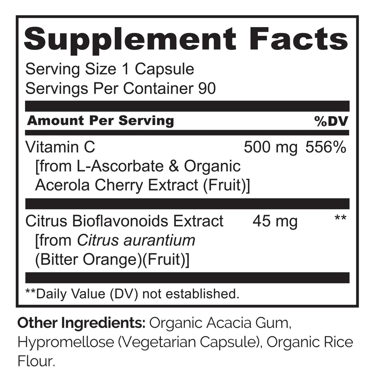 NATURELO Vitamin C with Organic Acerola Cherry Extract and Citrus Bioflavonoids - Vegan Supplement - Immune Support - 500 mg VIT C per Cap - FENGGESTORE20