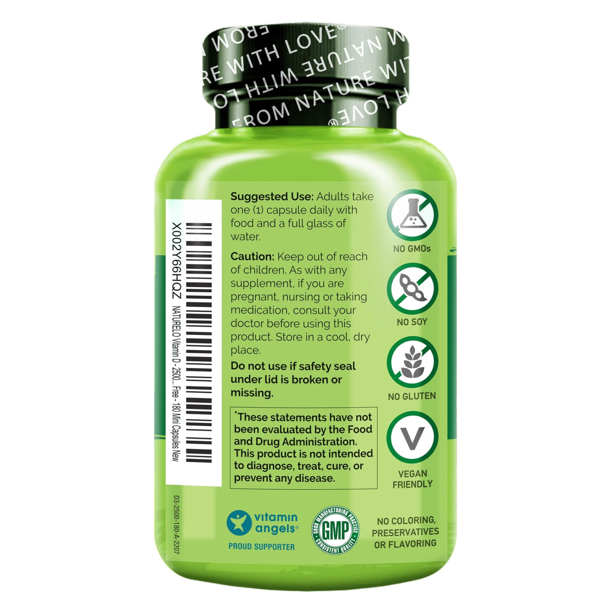 NATURELO Vitamin D - 2500 IU - Plant Based from Lichen - Natural D3 Supplement for Immune System, Bone Support, Joint Health - Vegan - FENGGESTORE20