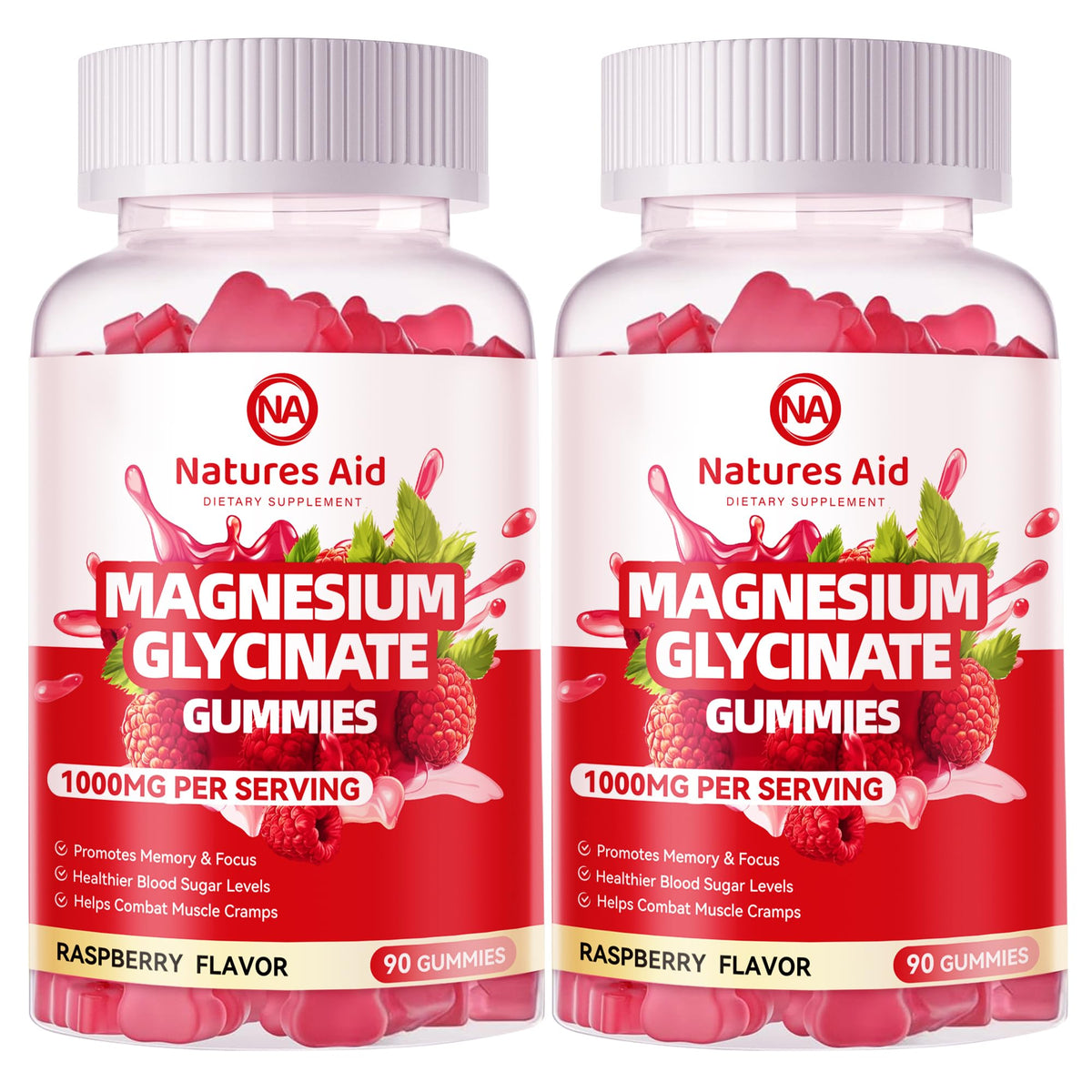 Natures Aid Magnesium Glycinate Gummies 1000mg - Sugar Free Magnesium Potassium Supplement with Vitamin D, B6, CoQ10 for Calm Mood - FENGGESTORE20