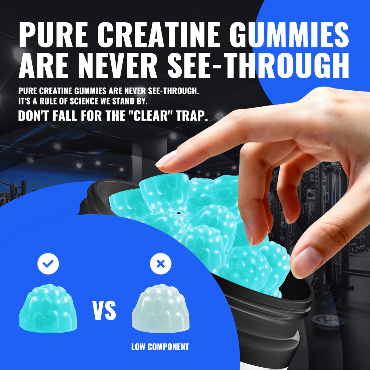 Natures Aid NSF Certified Creatine Gummy 5g - Creatine Monohydrate Gummies – Pre-Workout Energy & Muscle Growth Support for Men & Women - FENGGESTORE20