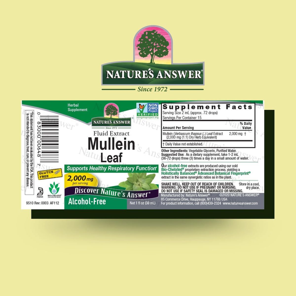 Nature's Answer Mullein Herb - Mullein Leaf Extract for Lungs - Alcohol Free, Non GMO, Made in USA - Supports Respiratory Function & Promotes Healthy Lungs - FENGGESTORE20