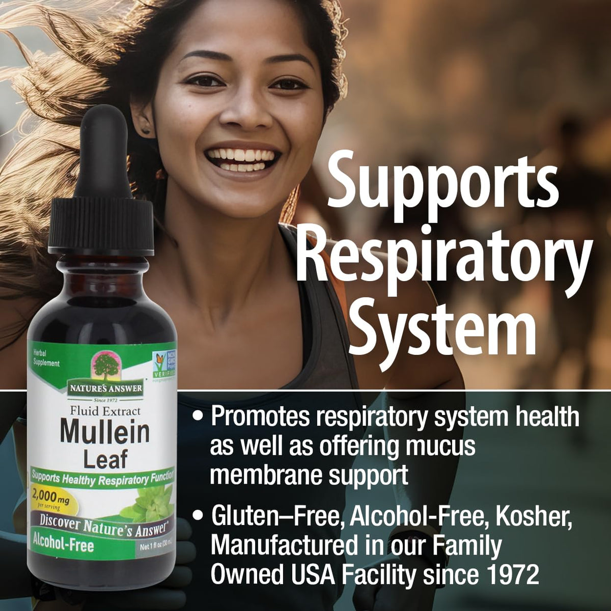 Nature's Answer Mullein Herb - Mullein Leaf Extract for Lungs - Alcohol Free, Non GMO, Made in USA - Supports Respiratory Function & Promotes Healthy Lungs - FENGGESTORE20