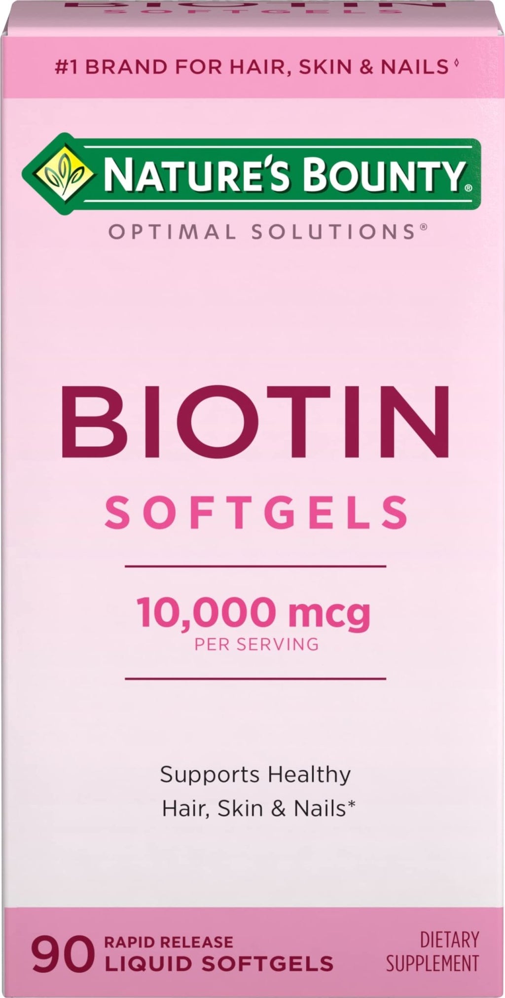 Nature's Bounty Biotin 10000mcg Supplement, Supports Healthy Hair, Skin and Nails, Optimal Solutions Hair Vitamin with Biotin - FENGGESTORE20