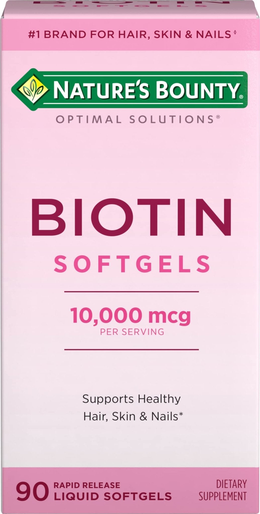 Nature's Bounty Biotin 10000mcg Supplement, Supports Healthy Hair, Skin and Nails, Optimal Solutions Hair Vitamin with Biotin - FENGGESTORE20