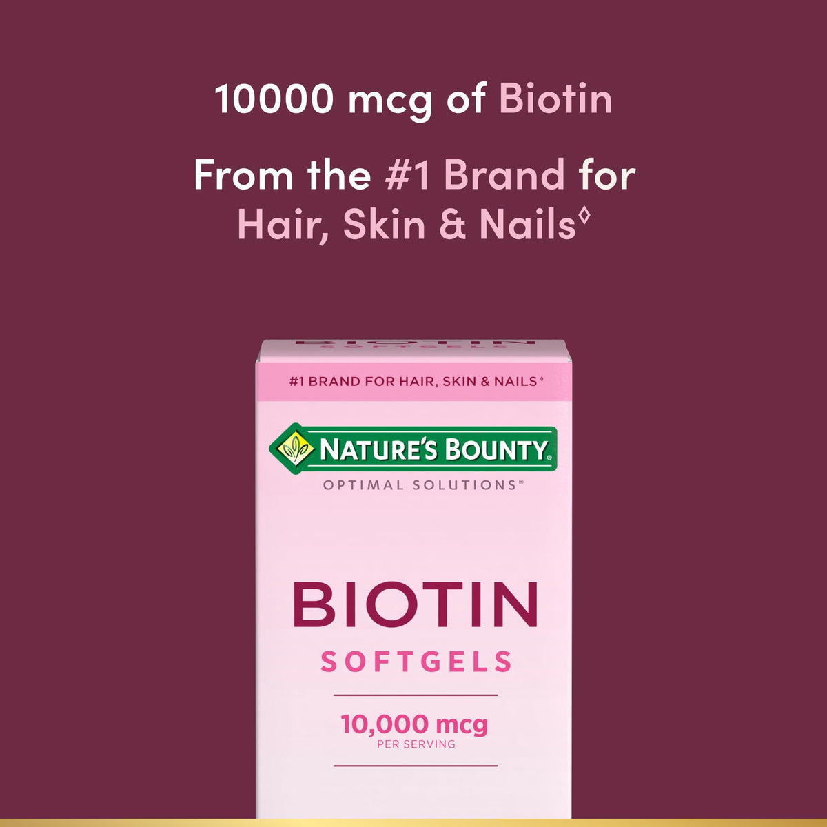 Nature's Bounty Biotin 10000mcg Supplement, Supports Healthy Hair, Skin and Nails, Optimal Solutions Hair Vitamin with Biotin - FENGGESTORE20