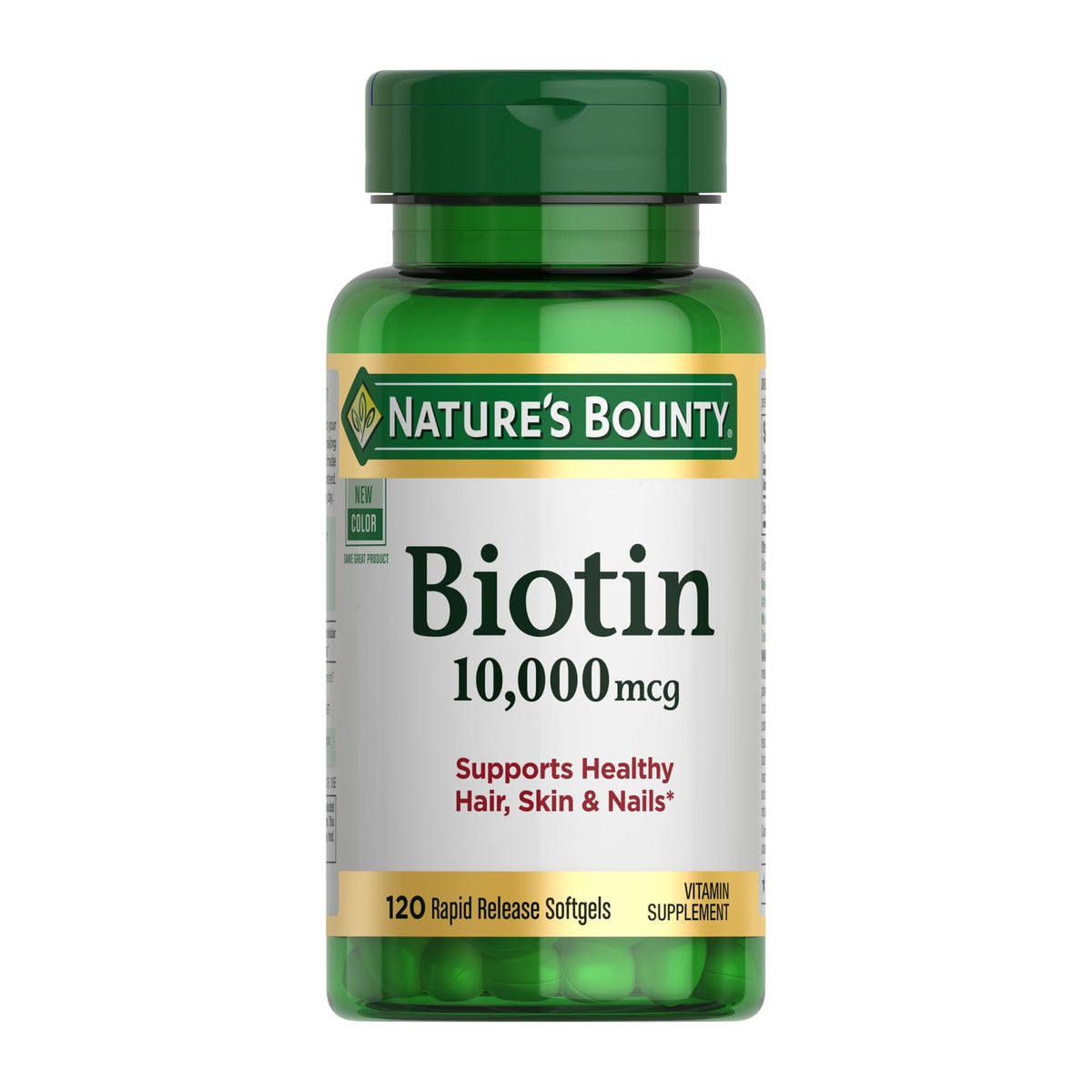 Nature's Bounty Biotin Hair Skin and Nails Vitamins, Supports Healthy Hair, Skin and Nails, 10,000 mcg, 120 Softgels (Pack of 1) - FENGGESTORE20