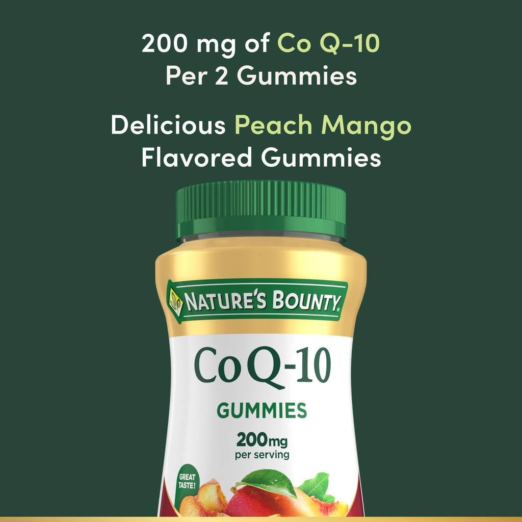 Nature's Bounty CoQ10 Gummies, Supports Heart Health, CoQ10 200mg, Peach Mango Flavor, 60 Count - FENGGESTORE20