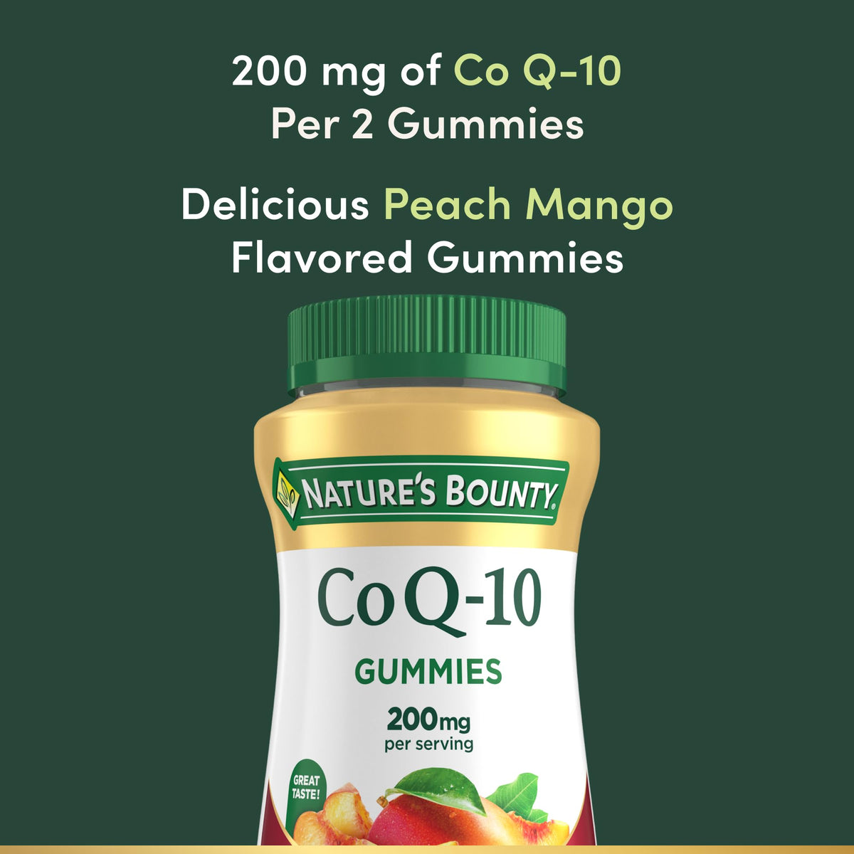 Nature's Bounty CoQ10 Gummies, Supports Heart Health, CoQ10 200mg, Peach Mango Flavor, 60 Count - FENGGESTORE20