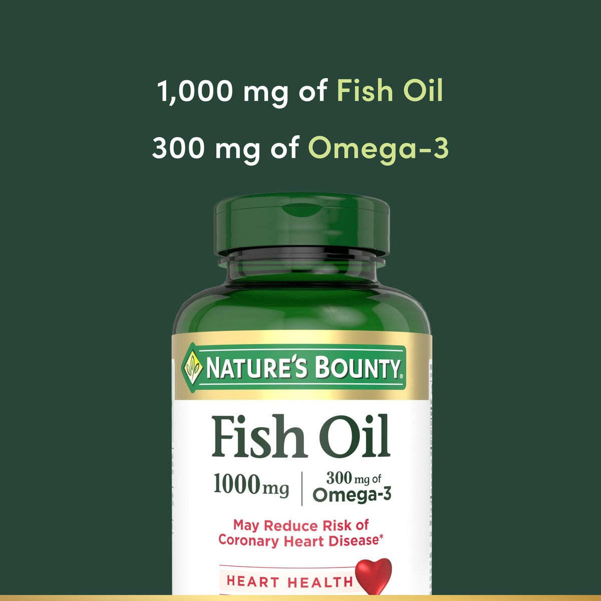 Nature’s Bounty Fish Oil, Supports Heart Health, 1000mg, Rapid Release Softgels, 145 Ct - FENGGESTORE20