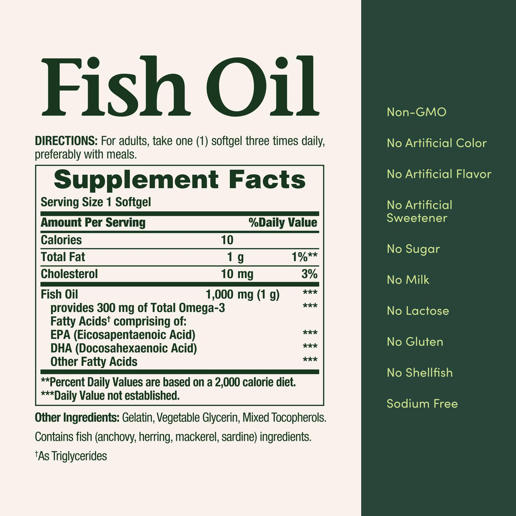 Nature’s Bounty Fish Oil, Supports Heart Health, 1000mg, Rapid Release Softgels, 145 Ct - FENGGESTORE20