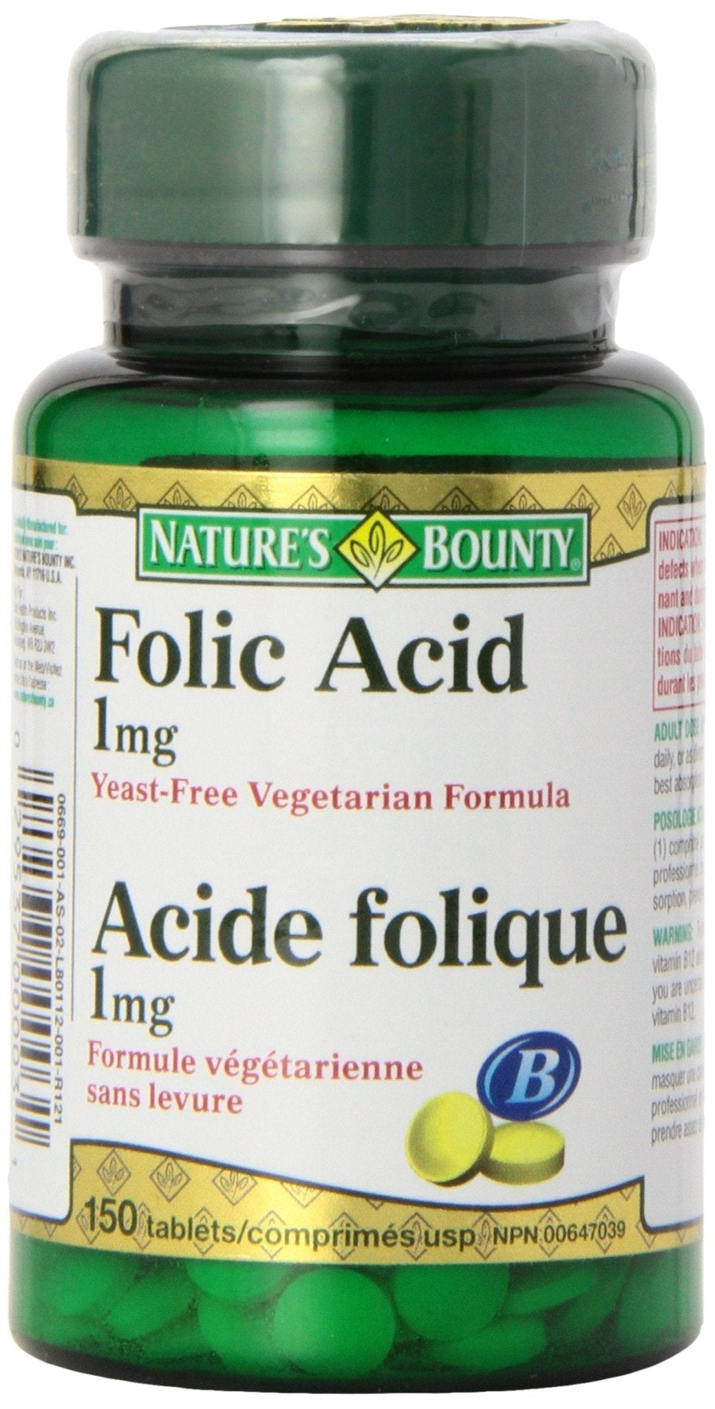Nature's Bounty Folic Acid 1 mg 150 Tablets (Packaging May Vary) - FENGGESTORE20