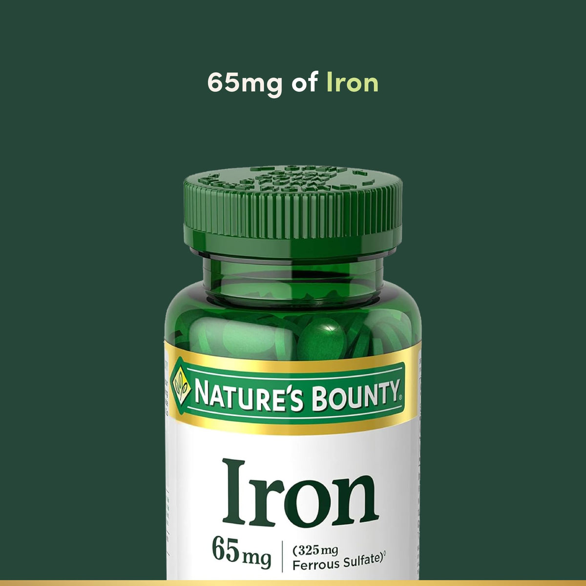 Nature’s Bounty Iron 65mg, 325 mg Ferrous Sulfate, Cellular Energy Support, Promotes Normal Red Blood Cell Production - FENGGESTORE20
