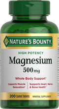 Nature's Bounty Magnesium 500 mg Tablets, High Potency Magnesium Supplement for Bone & Muscle Health, Whole Body Support, 200 Count (Pack of 1) - FENGGESTORE20