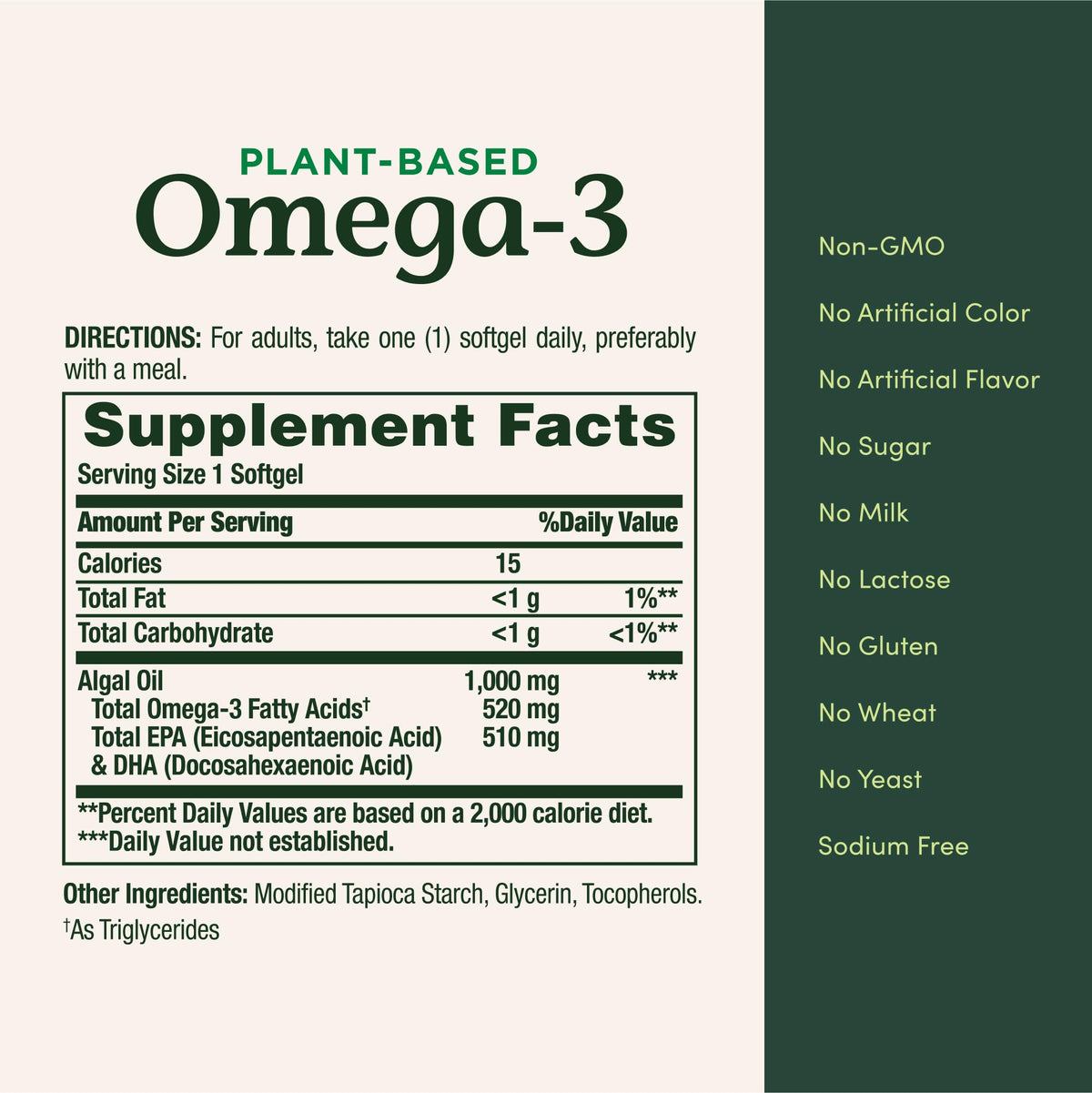 Nature's Bounty Omega 3, Plant-Based Omega 3 Fatty Acid Supplement, 520mg, Supports Whole Body Health Including Heart, Skin, Joint - FENGGESTORE20