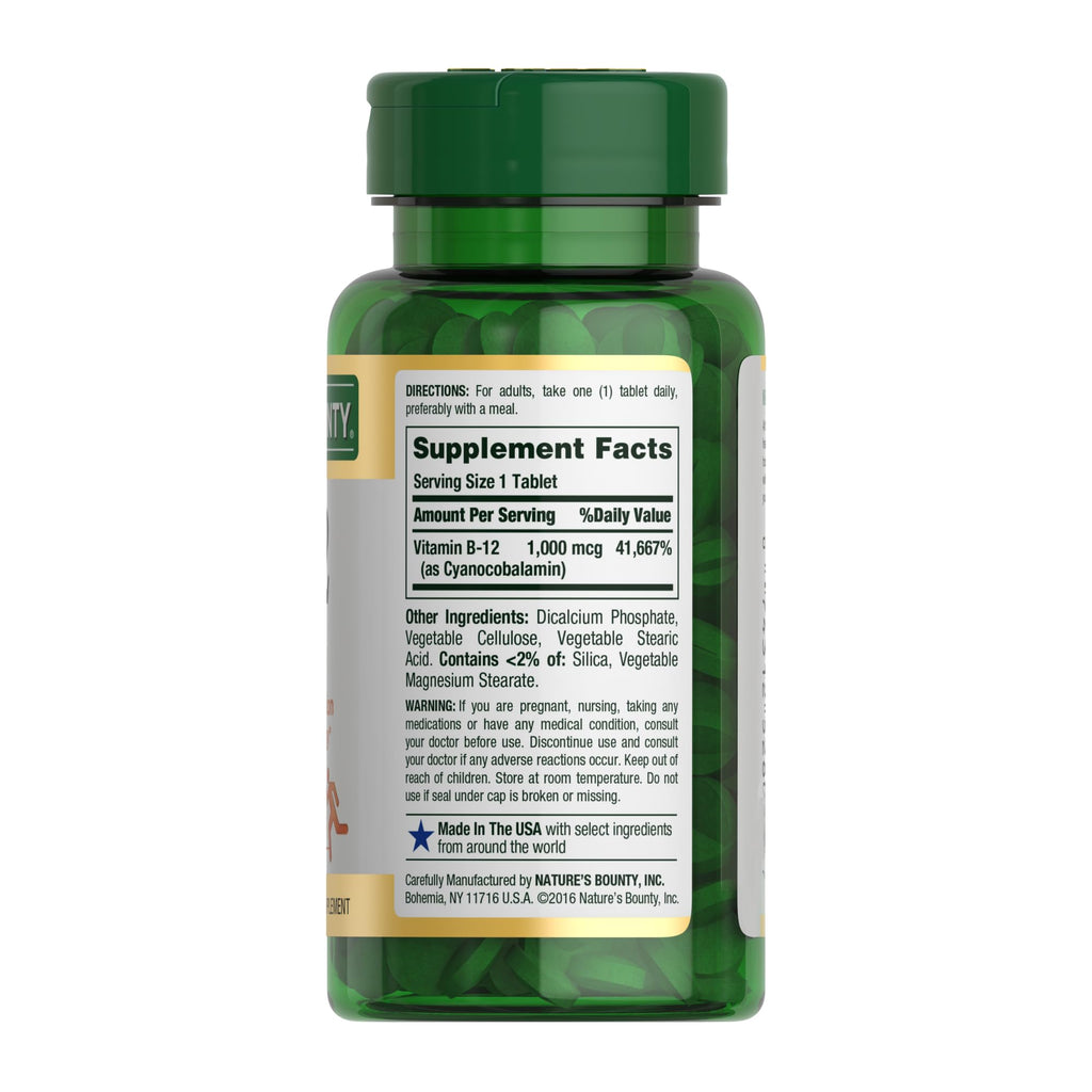 Nature's Bounty Vitamin B12 1000 mcg Supplements, Supports Energy Metabolism, 200 Ct - FENGGESTORE20