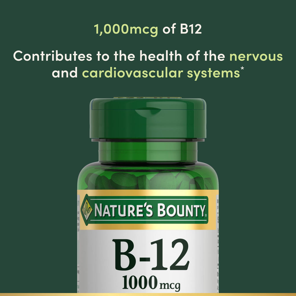 Nature's Bounty Vitamin B12 1000 mcg Supplements, Supports Energy Metabolism, 200 Ct - FENGGESTORE20