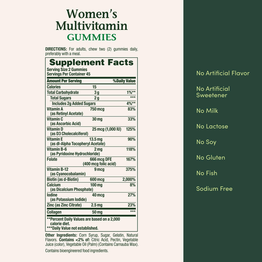 Nature's Bounty Women Multivitamin Gummies, Vitamin Supplements for Adults, General Health, Supports Immune and Bone Health, - FENGGESTORE20