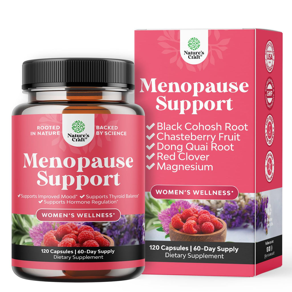 Natures Craft Complete Herbal Menopause Supplement for Women - Female Hormone Balance Capsules for Night Sweats Hot Flashes & Mood Swings with Dong Quai - FENGGESTORE20