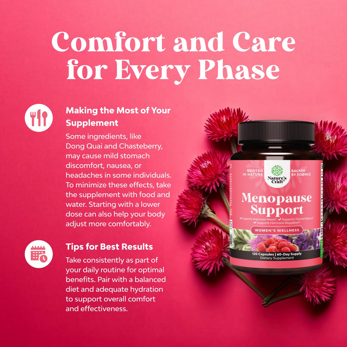 Natures Craft Complete Herbal Menopause Supplement for Women - Female Hormone Balance Capsules for Night Sweats Hot Flashes & Mood Swings with Dong Quai - FENGGESTORE20