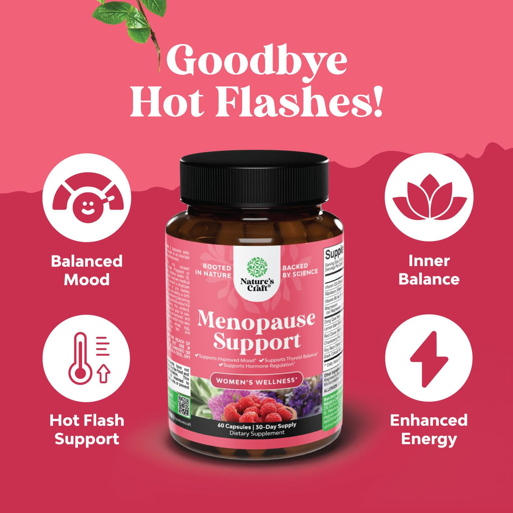 Natures Craft Complete Herbal Menopause Supplement for Women - Female Hormone Balance Capsules for Night Sweats Hot Flashes & Mood Swings with Dong Quai - FENGGESTORE20