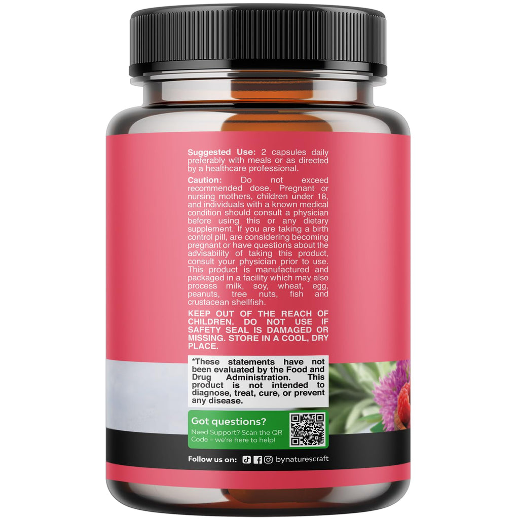 Natures Craft Complete Herbal Menopause Supplement for Women - Female Hormone Balance Capsules for Night Sweats Hot Flashes & Mood Swings with Dong Quai - FENGGESTORE20