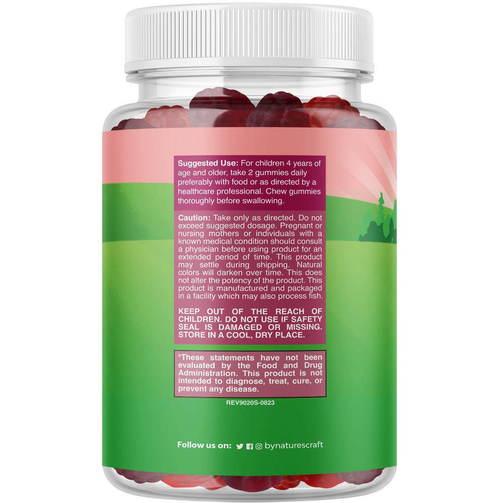 Natures Craft High Prebiotic Fiber Gummies for Kids - Dietary Fiber Supplements for Digestion & Constipation - Chicory Root Kids Immune Gummies - Non-GMO - FENGGESTORE20