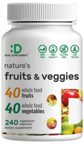 Nature’s Fruits & Veggies Supplement, 240 Veggie Capsules – 80 Whole Food Superfoods for Daily Balance – 40 Fruits with 40 Vegetables and Greens – Non-GMO, Gluten Free - FENGGESTORE20